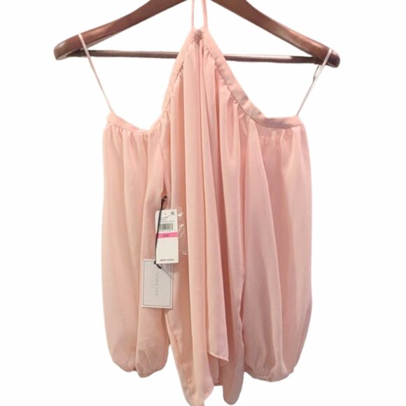 1 State NWT XXS Off Shoulder Halter Neck Blouse Top Blush Pink - Picture 4 of 6